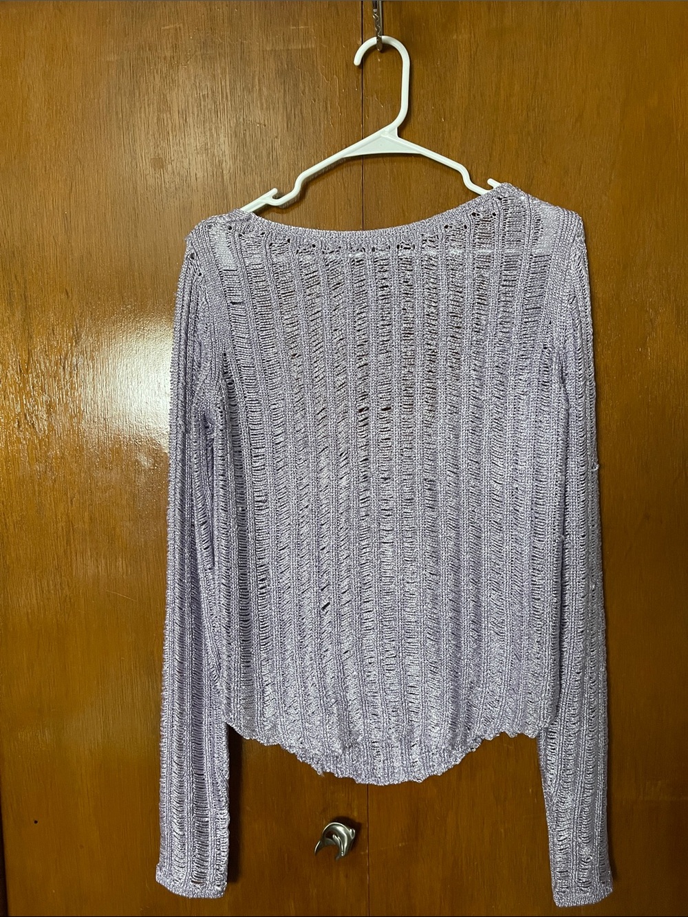 Free People Intimately Lilac Open-Knit Long Sleeve Top small